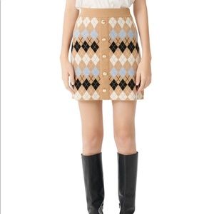 Maje Argyle Wool-blend Mini Skirt